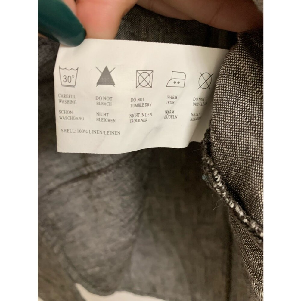 One Touch Germany 100% Linen Y2K Sleeveless Button Front Grey Long Top Size 38 - Picture 9 of 9